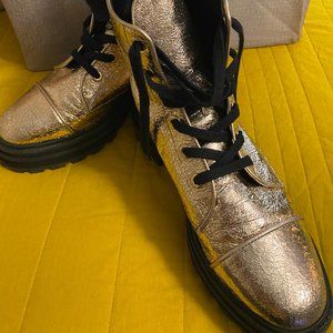 Schutz Metallic Gold Combat Boots - Size 9.5
